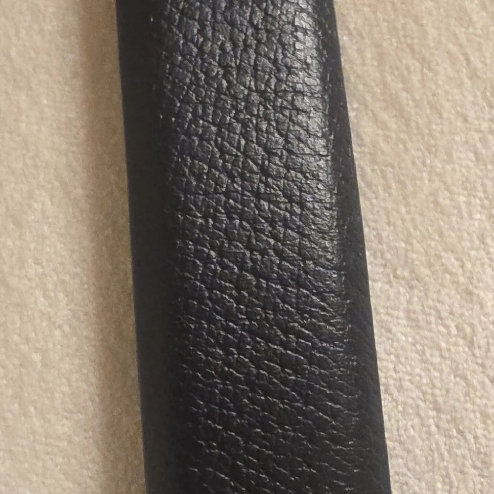 Lauren Ralph Lauren Full Grain Leather Black Belt with Silver Hook Buckle M